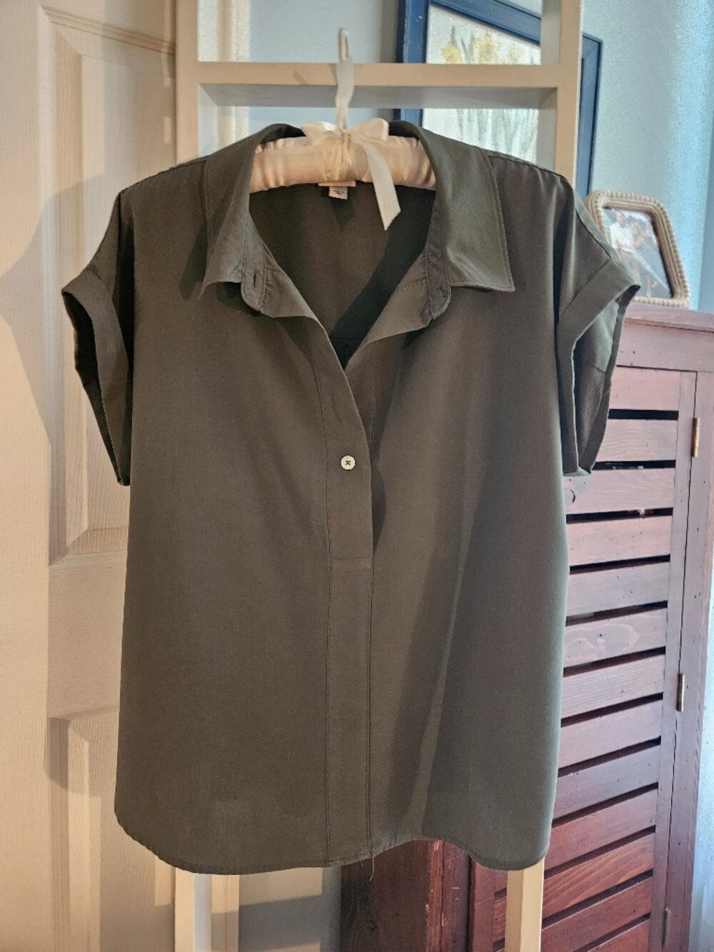 A New Day - Olive Short Sleeved Blouse